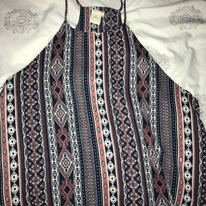 High Neck Tribal Print Tank Top